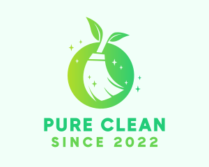 Eco Janitorial Cleaning Broom logo design