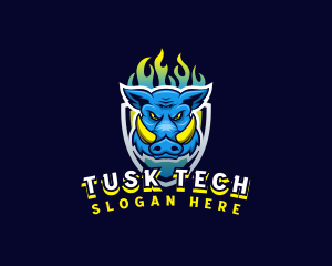 Tusk - Wild Boar Shield logo design