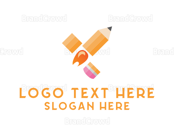 Colorful Rocket Pencil Logo