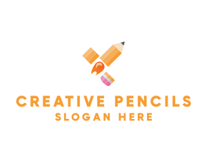 Rocket Pencil Eraser logo design