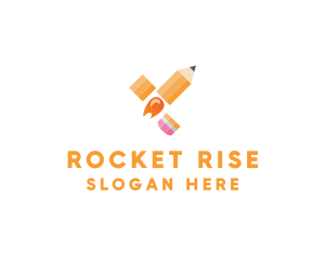 Rocket Pencil Eraser logo design