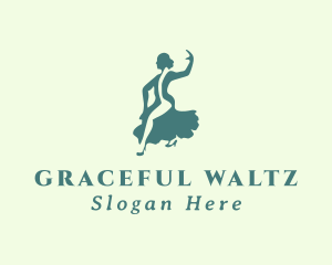 Waltz - Salsa Lady Dancer logo design