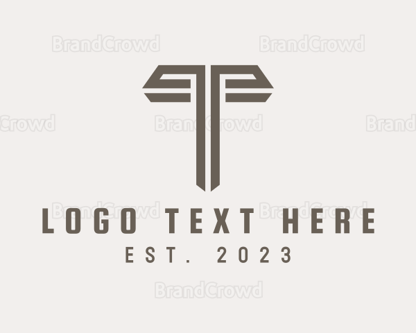 Brown Column Letter T Logo