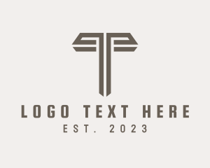 Craftsman - Brown Column Letter T logo design