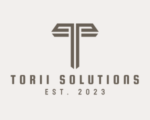 Brown Column Letter T  logo design