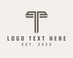 Company - Brown Column Letter T logo design