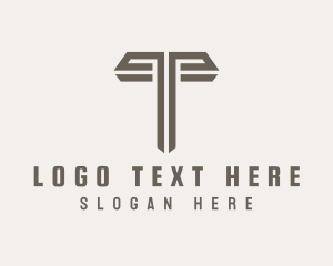 Brown Column Letter T  Logo