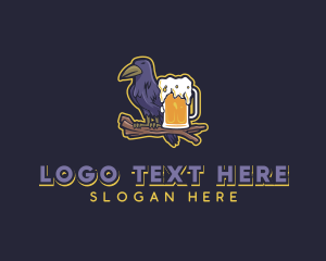 Draught Beer - Crow Beer Mug logo design