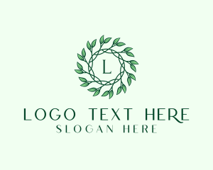 Greenhouse - Natural Organic Leaf Wreath logo design