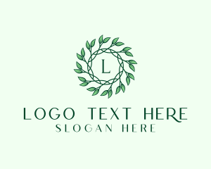 Luxe - Natural Organic Leaf Wreath logo design