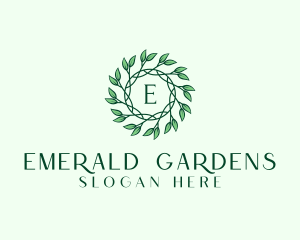 Natural Organic Leaf Wreath logo design