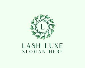 Natural Organic Leaf Wreath logo design