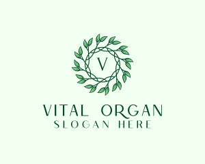 Natural Organic Leaf Wreath logo design