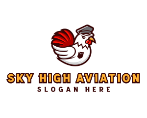 Aviator Chicken Pilot logo design