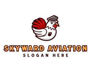 Aviator Chicken Pilot logo design