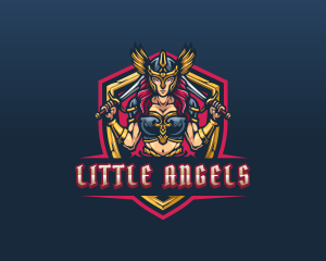 Female Goddess Valkyrie Superhero logo design