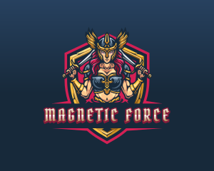 Female Goddess Valkyrie Superhero logo design