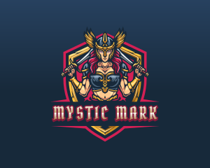 Female Goddess Valkyrie Superhero logo design