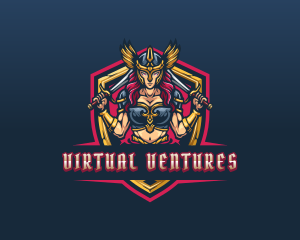 Female Goddess Valkyrie Superhero logo design