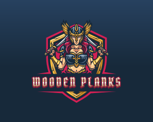 Female Goddess Valkyrie Superhero logo design