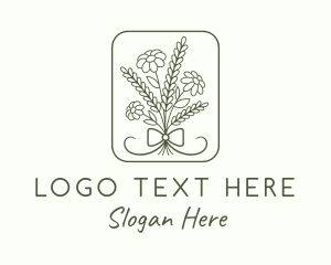 Organic - Flower Ribbon Frame logo design