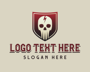 Spooky - Scary Skull Gaming Shield Mascot logo design