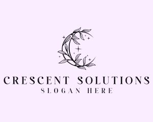 Floral Crescent Moon logo design