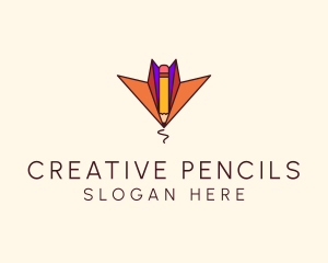 Paper Plane Pencil  logo design