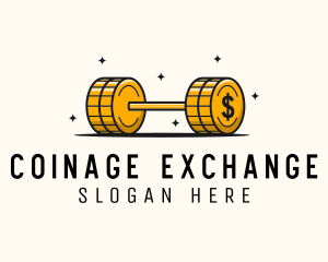 Coinage - Gold Coin Barbell logo design