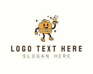 Burger Sandwich Waiter Logo