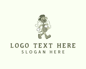 Thc - Cartoon Dog Weed Bong logo design