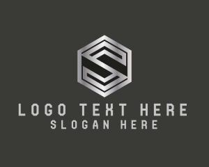 Metallic Shield Letter S Logo