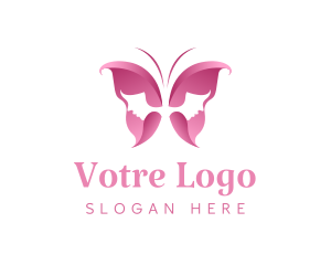 Pink Feminine Butterfly  Logo