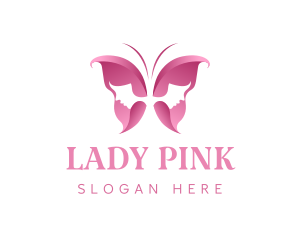 Pink Feminine Butterfly  logo design