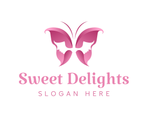 Pink Feminine Butterfly  logo design