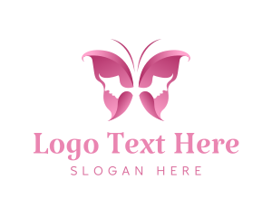 Girl - Pink Feminine Butterfly logo design