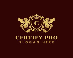 Crown Shield Pegasus logo design