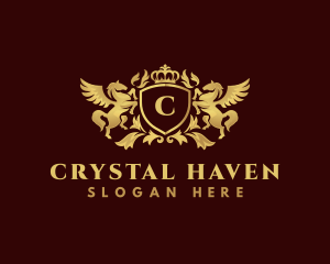 Crown Shield Pegasus logo design