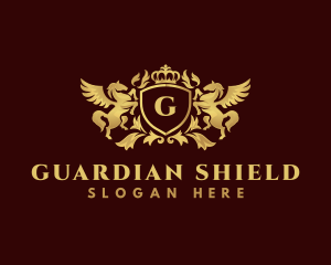 Crown Shield Pegasus logo design