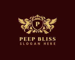 Crown Shield Pegasus logo design