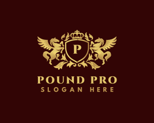 Crown Shield Pegasus logo design