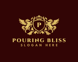 Crown Shield Pegasus logo design