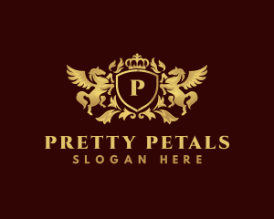 Crown Shield Pegasus logo design