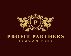 Crown Shield Pegasus logo design