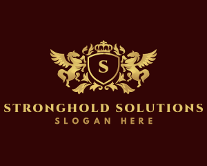 Crown Shield Pegasus logo design