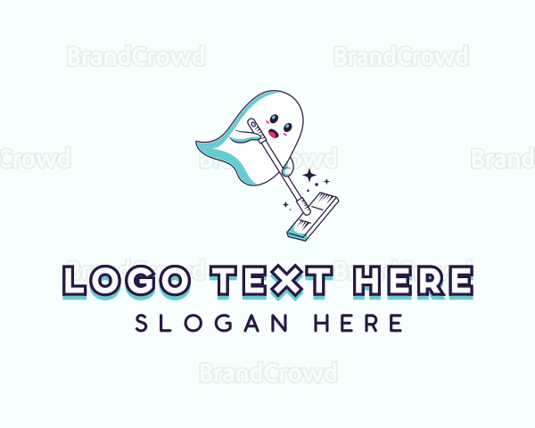 Cartoon Ghost Cleaner Logo