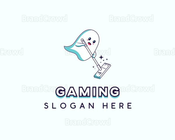 Cartoon Ghost Cleaner Logo