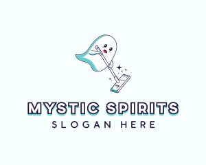 Cartoon Ghost Cleaner logo design