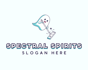 Cartoon Ghost Cleaner logo design