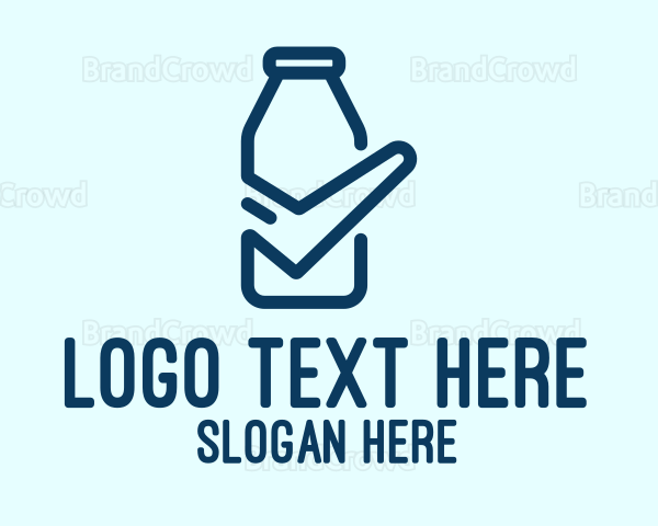 Blue Check Milk Bottle Logo